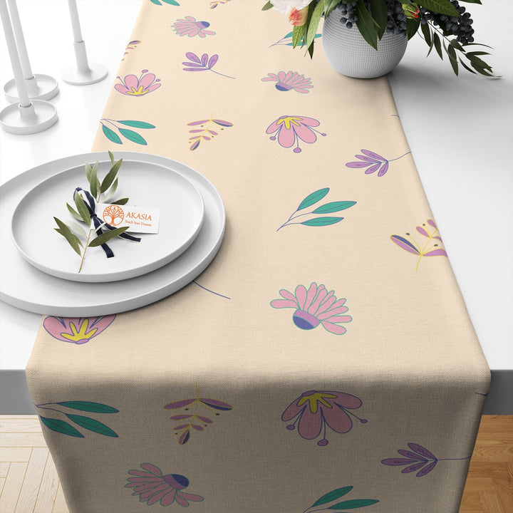 Floral Table Runner|Abstract Flower Tablecloth|Decorative Tabletop|Summer Home Decor|Farmhouse Kitchen Decor|Housewarming Dining Table Cloth