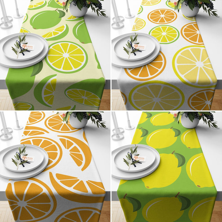 Lemon Table Runner|Lime Tablecloth|Decorative Tabletop|Fresh Citrus Home Decor|Farmhouse Kitchen Decor Gift|Housewarming Summer Table Runner