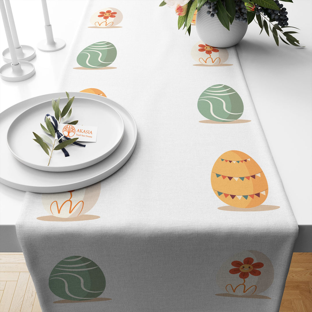 Easter Table Runner|Spring Tablecloth|Egg Print Tabletop|Easter Home Decor|Farmhouse Kitchen Decor Gift|Housewarming Spring Table Runner