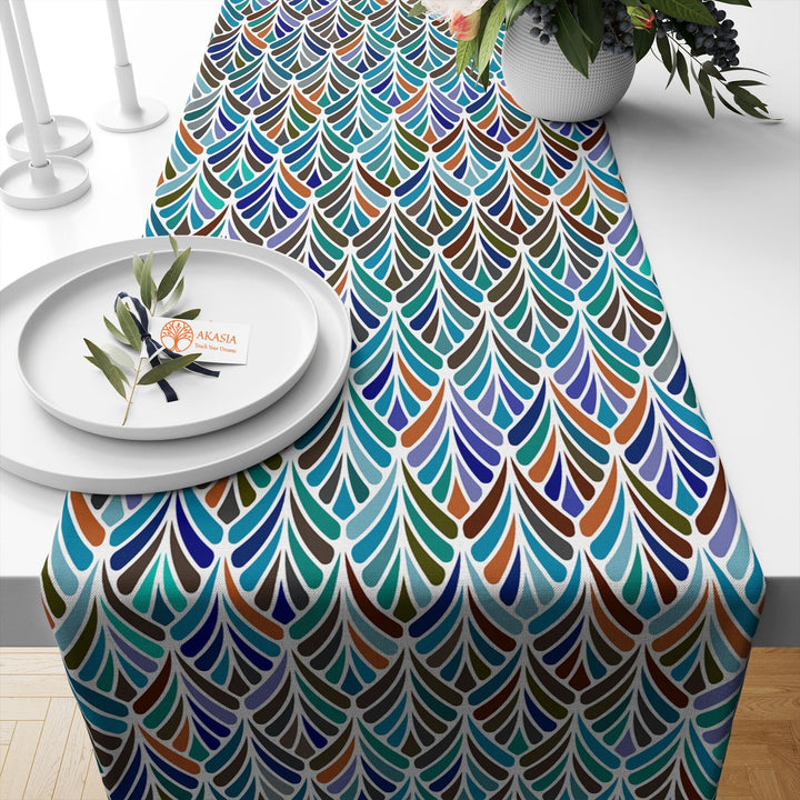 Abstract Geometric Table Runner|Boho Tablecloth|Decorative Tabletop|Stylish Home Decor|Farmhouse Kitchen Decor|Housewarming Table Runner