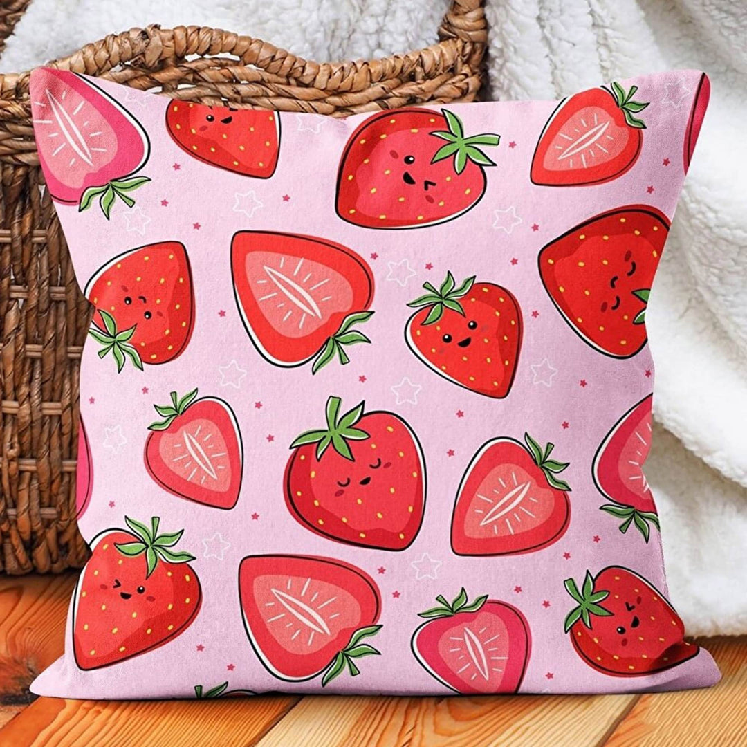 Kids Pillow Cover|Skateboard Pillow Case|Decorative Strawberry Cushion Case|Fox Pillowcase|Housewarming Kid Cushion|Colorful Throw Pillowtop