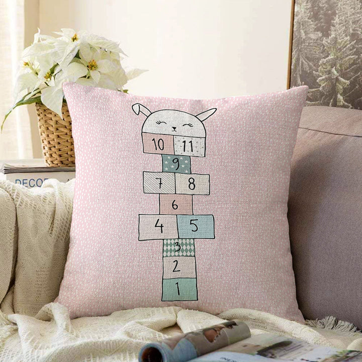 Kids Pillow Cover|Hopscotch Cushion Case|Colorful Kid Room Pillow|Boho Bedding Decor|Animal Pillowtop|Kid Cushion Case|Sofa Throw Pillowcase