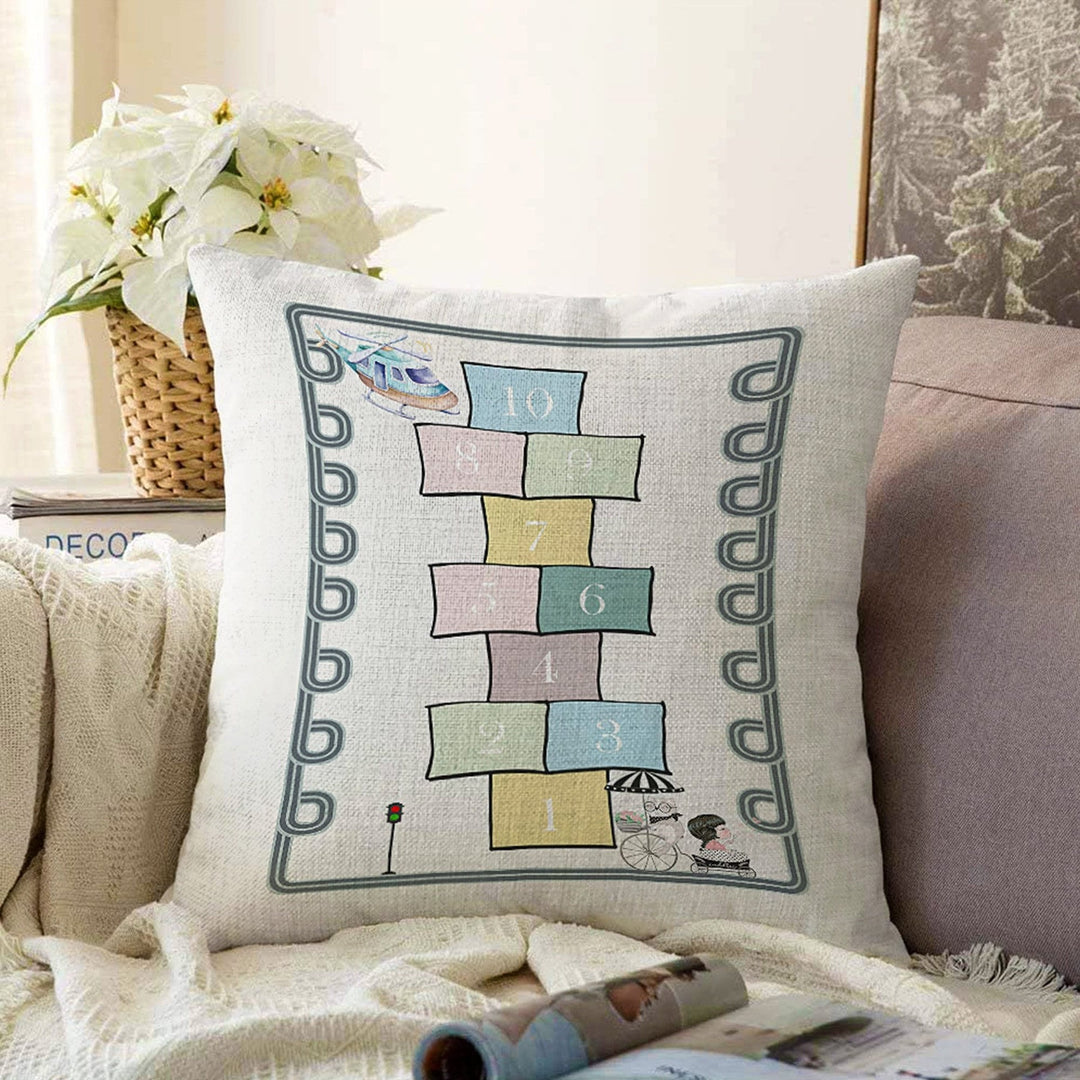 Hopscotch Pillow Cover|Kids Cushion Case|Colorful Kid Room Pillow|Boho Bedding Decor|Nursery Pillowtop|Kid Cushion Case|Sofa Throw Pillowtop