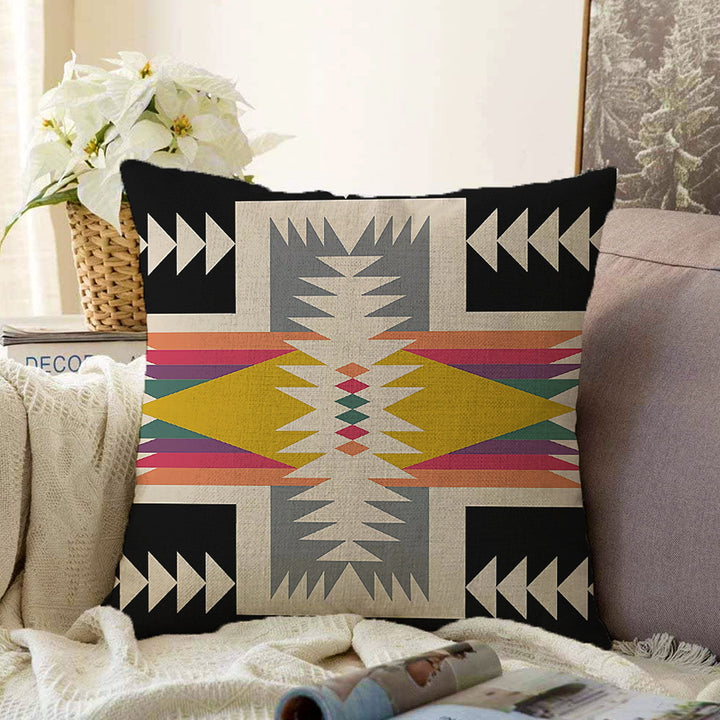 Rug Design Pillow Cover|Aztec Home Decor|Terracotta Southwestern Cushion Case|Ethnic Farmhouse Cushion Cover|Decorative Geometric Pillowtop