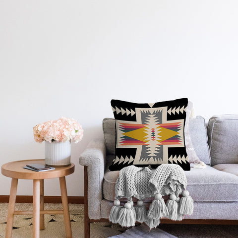 Rug Design Pillow Cover|Aztec Home Decor|Terracotta Southwestern Cushion Case|Ethnic Farmhouse Cushion Cover|Decorative Geometric Pillowtop