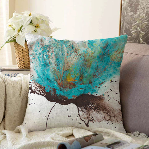 Turquoise Floral Pillow Cover|Summer Trend Pillow Case|Decorative Throw Pillowtop|Turquoise Home Decor|Farmhouse Style Turquoise Pillowcase