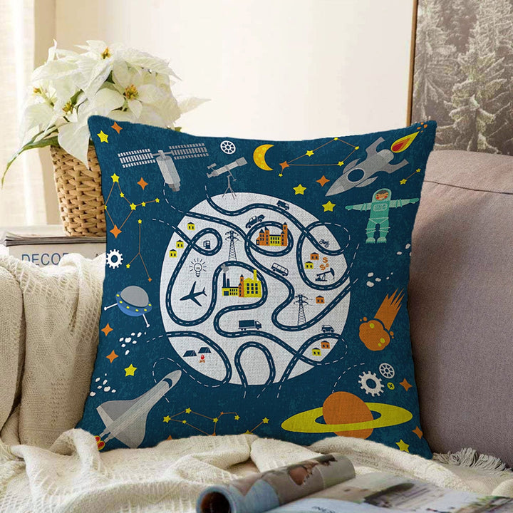 Space Pillow Cover|Kids Cushion Case|Kids Room Pillowcase|Boho Bedding Decor|Astronaut Pillowtop|Kid Cushion Case|Animal Print Throw Pillow