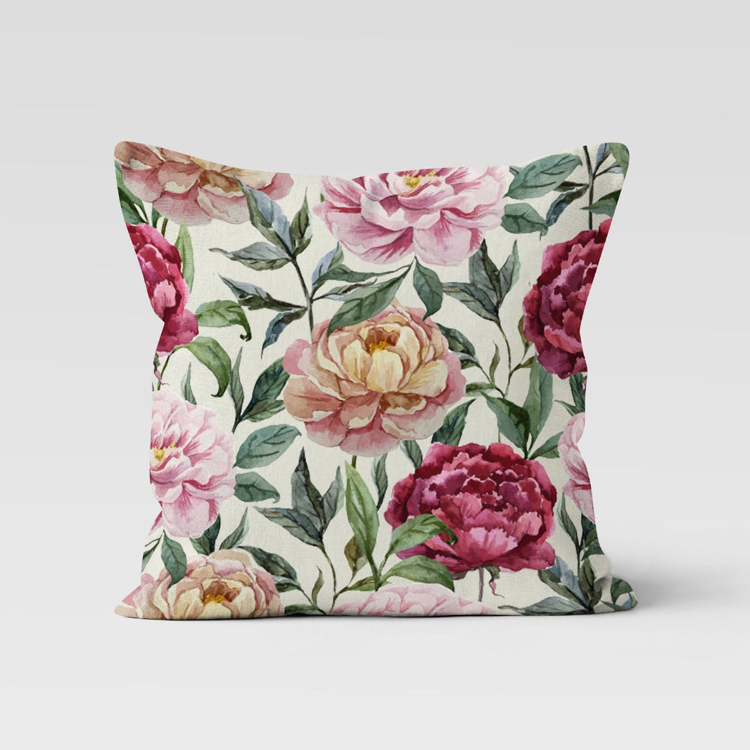 Pinky Floral Pillow Cover|Summer Cushion Case|Decorative Throw Pillowtop|Boho Bedding Decor|Housewarming Farmhouse Style Porch Pillow Case