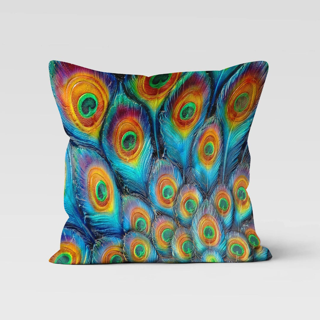 Peacock Feather Pillow Case|Decorative Cushion Cover|Boho Bedding Decor|Housewarming Cushion Case|Peacock Throw Pillowtop|Peacock Home Decor