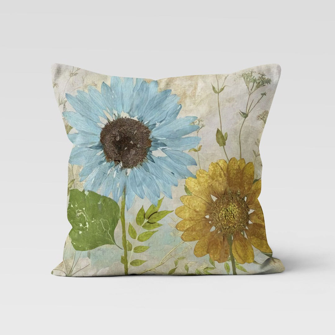 Pastel Color Floral Pillow Cover|Summer Pillow Case|Decorative Throw Pillowtop|Floral Home Decor|Farmhouse Style Light Turquoise Cushion