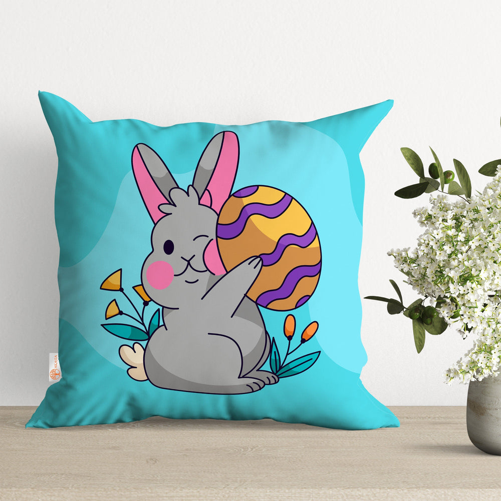 Bunny Pillowtop|Easter Pillow Cover|Easter Cushion Case|Egg Print Pillowcase|Boho Bedding Decor|Spring Throw Pillowcase|Outdoor Cushion Case