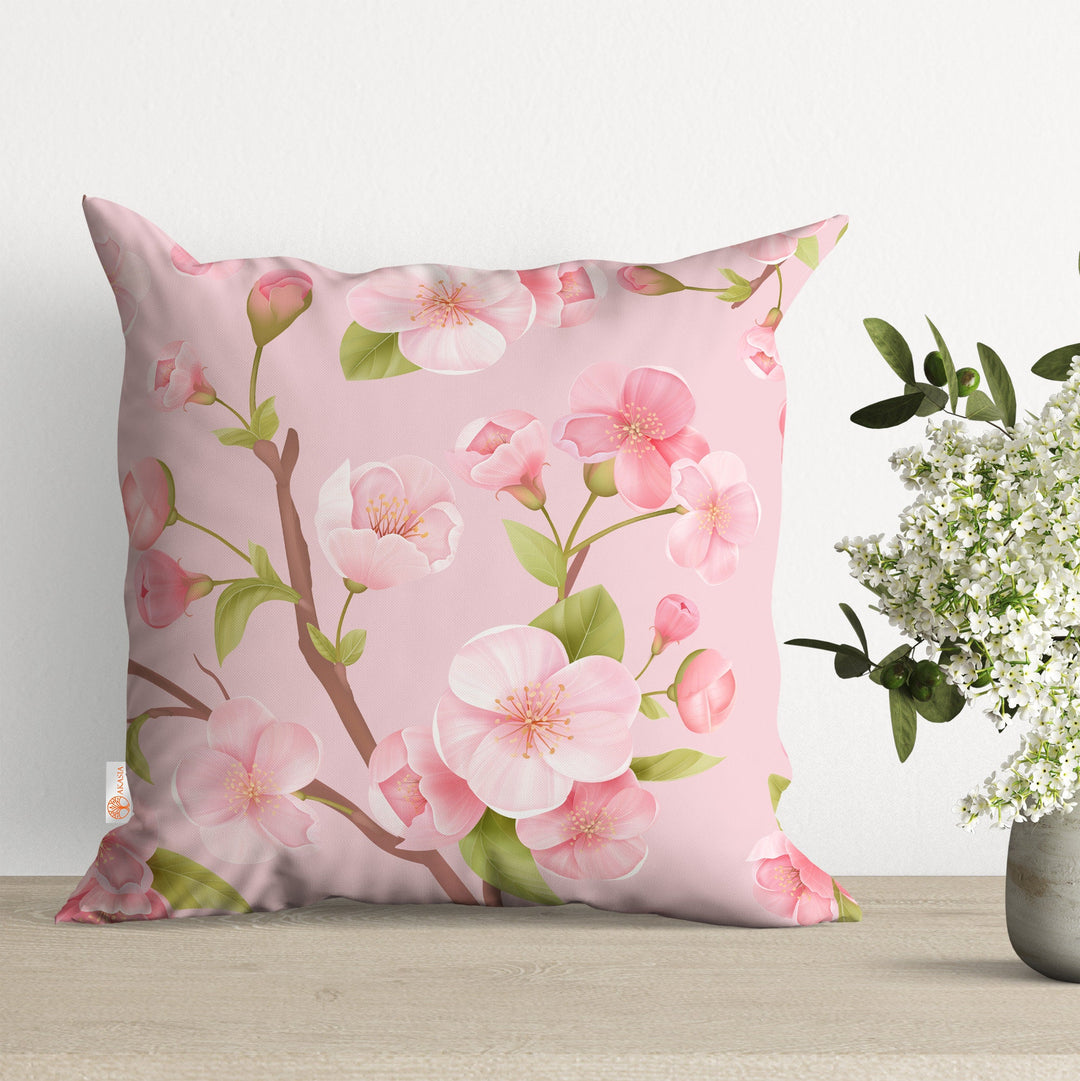 Pink Floral Pillow Cover|Pastel Color Cushion Case|Summer Pillowtop|Boho Bedding Decor|Cozy Pillowcase|Outdoor Cushion Case|Throw Pillow