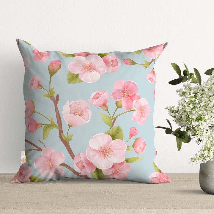 Pink Floral Pillow Cover|Pastel Color Cushion Case|Summer Pillowtop|Boho Bedding Decor|Cozy Pillowcase|Outdoor Cushion Case|Throw Pillow