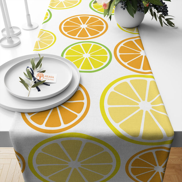 Lemon Table Runner|Lime Tablecloth|Decorative Tabletop|Fresh Citrus Home Decor|Farmhouse Kitchen Decor Gift|Housewarming Summer Table Runner