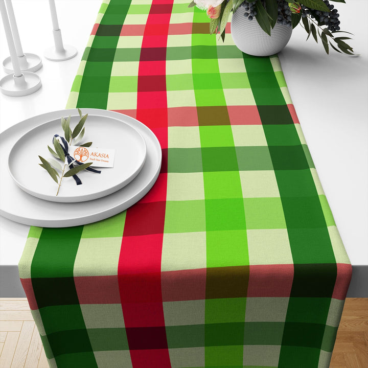 Watermelon Table Runner|Fruit Print Tablecloth|Decorative Tabletop|Plaid Home Decor|Farmhouse Kitchen Decor|Housewarming Fruit Table Runner