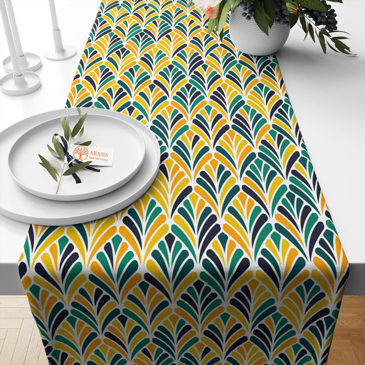 Abstract Geometric Table Runner|Colorful Tablecloth|Decorative Tabletop|Boho Home Decor|Farmhouse Kitchen Decor|Housewarming Table Runner