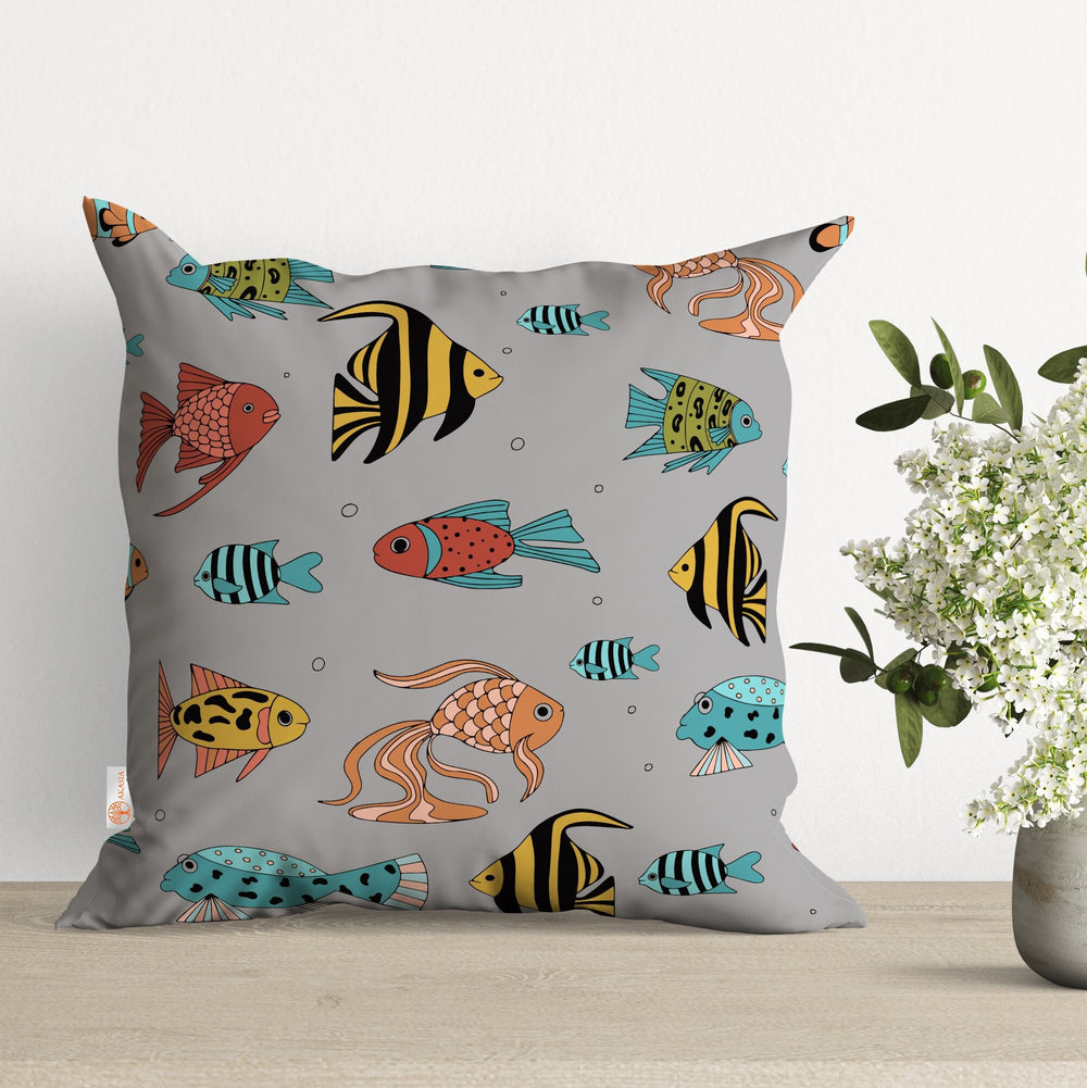 Fish Pillow Cover|Nautical Cushion Case|Summer Pillowtop|Beach House Decor|Cozy Pillowcase|Outdoor Cushion Case|Decorative Sofa Throw Pillow