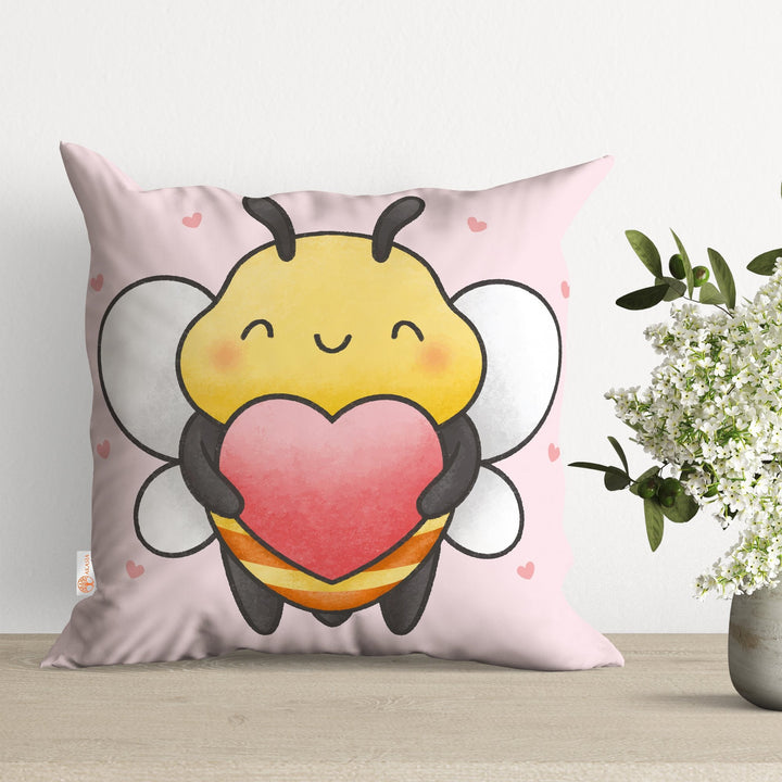 Cute Bee Pillow Cover|Bee Cushion Case|Beehive Pillowcase|Decorative Pillowtop|Boho Bedding Decor|Outdoor Cushion Case|Kid Throw Pillow