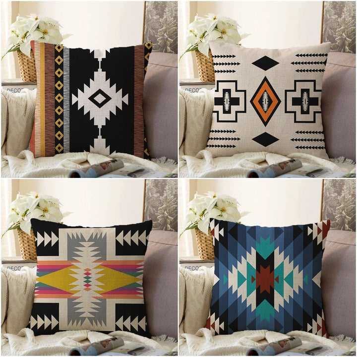 Rug Design Pillow Cover|Aztec Home Decor|Terracotta Southwestern Cushion Case|Ethnic Farmhouse Cushion Cover|Decorative Geometric Pillowtop