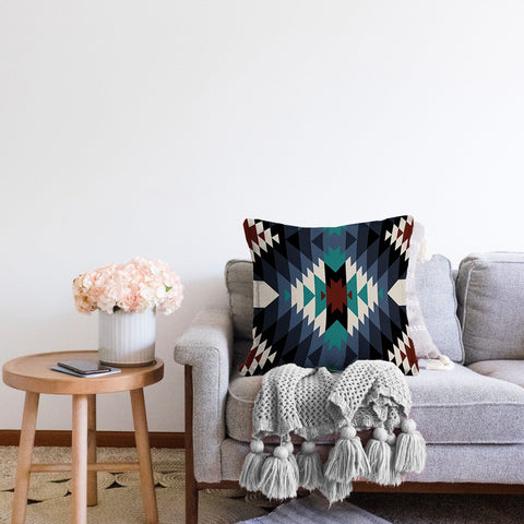 Rug Design Pillow Cover|Aztec Home Decor|Terracotta Southwestern Cushion Case|Ethnic Farmhouse Cushion Cover|Decorative Geometric Pillowtop