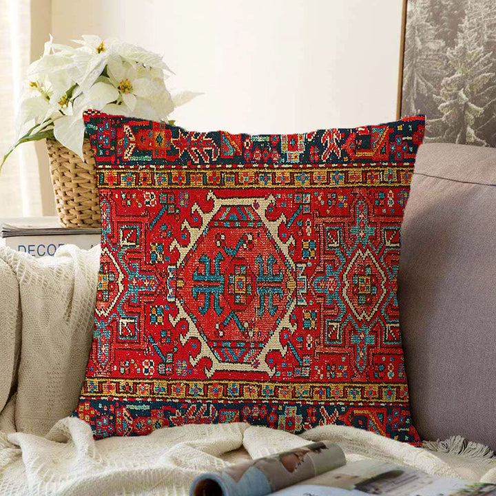 Kilim Pattern Pillow Cover|Rug Design Cushion Case|Worn Looking Pillow Case|Ethnic Home Decor|Farmhouse Style Geometric Throw Pillowtop