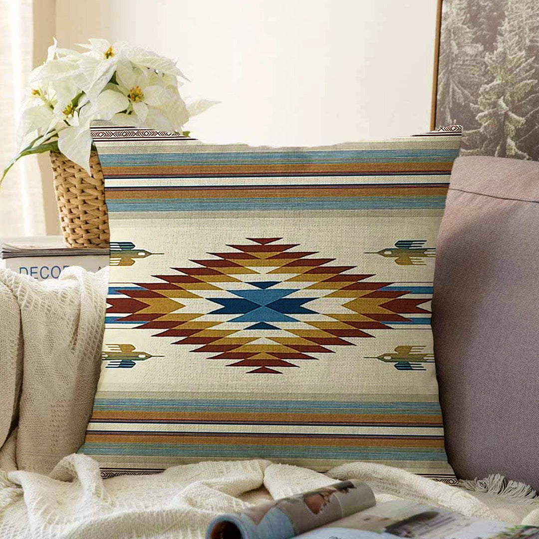 Rug Design Pillow Cover|Decorative Geometric Pillowtop|Southwestern Cushion Case|Aztec Home Decor|Ethnic Farmhouse Outdoor Cushion Cover