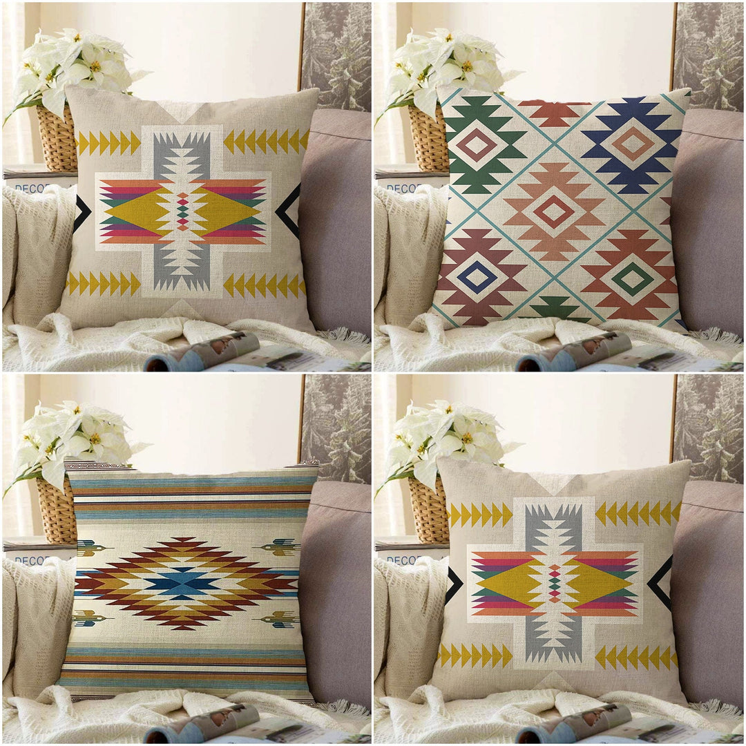 Rug Design Pillow Cover|Decorative Geometric Pillowtop|Southwestern Cushion Case|Aztec Home Decor|Ethnic Farmhouse Outdoor Cushion Cover