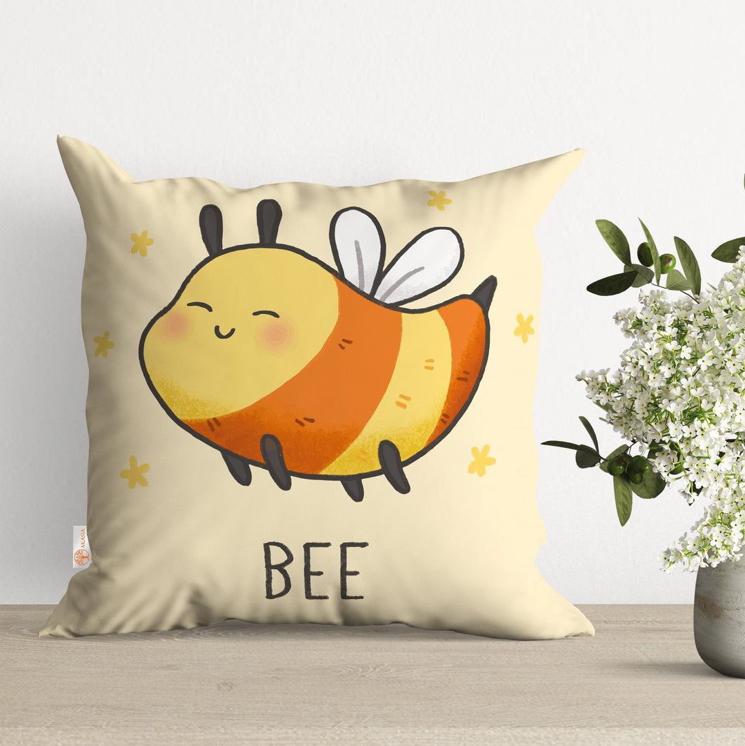 Honey Pillow Cover|Bee Cushion Case|Bear and Honey Pillowcase|Decorative Pillowtop|Boho Bedding Decor|Outdoor Cushion Case|Kids Throw Pillow