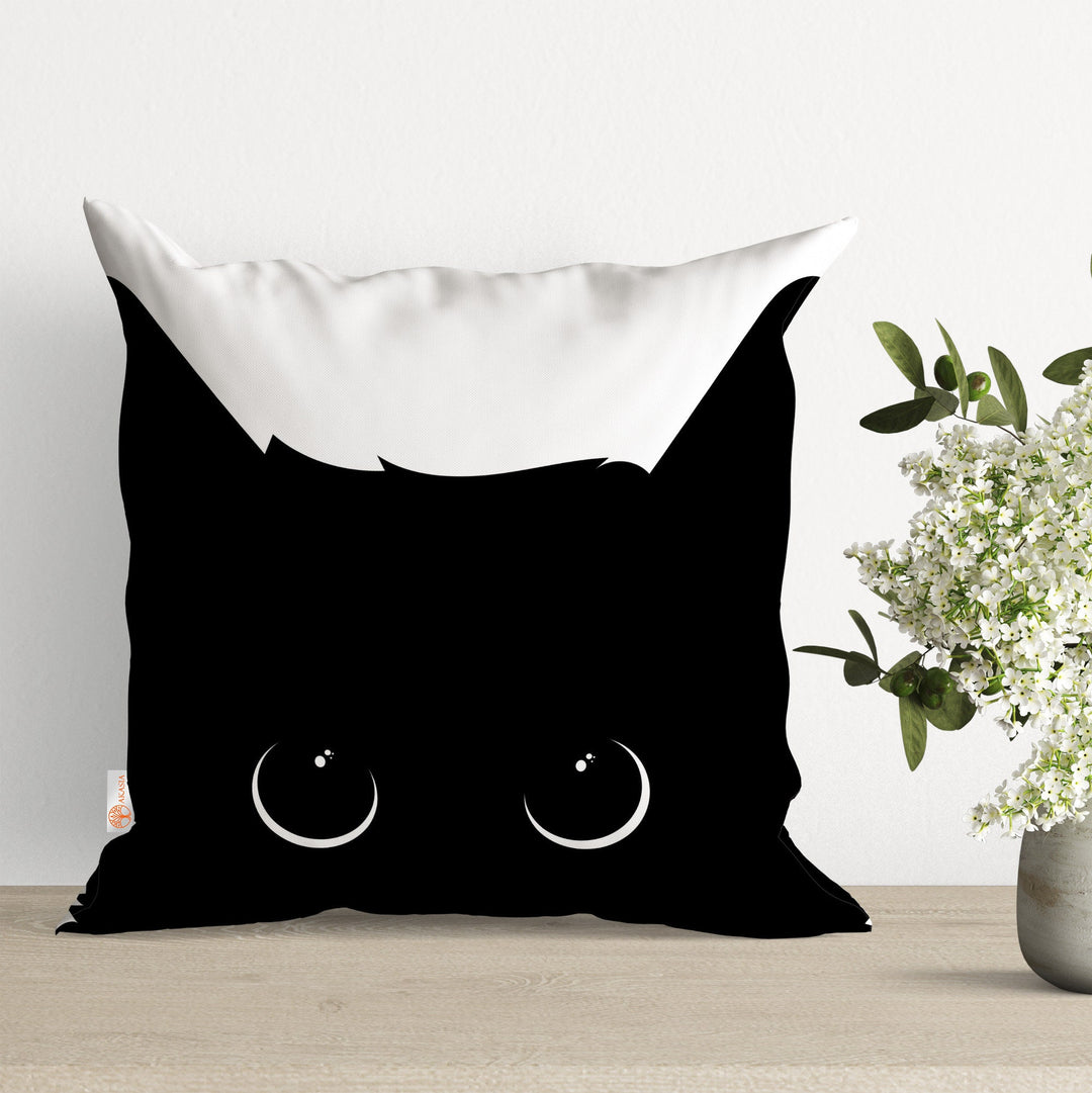 Black Cat Cushion Case|Animal Cushion|Kitten Pillowtop|Boho Sofa Decor|Gift For Woman|Outdoor Pillow Case|Boho Home Decor|Sofa Pillow Case