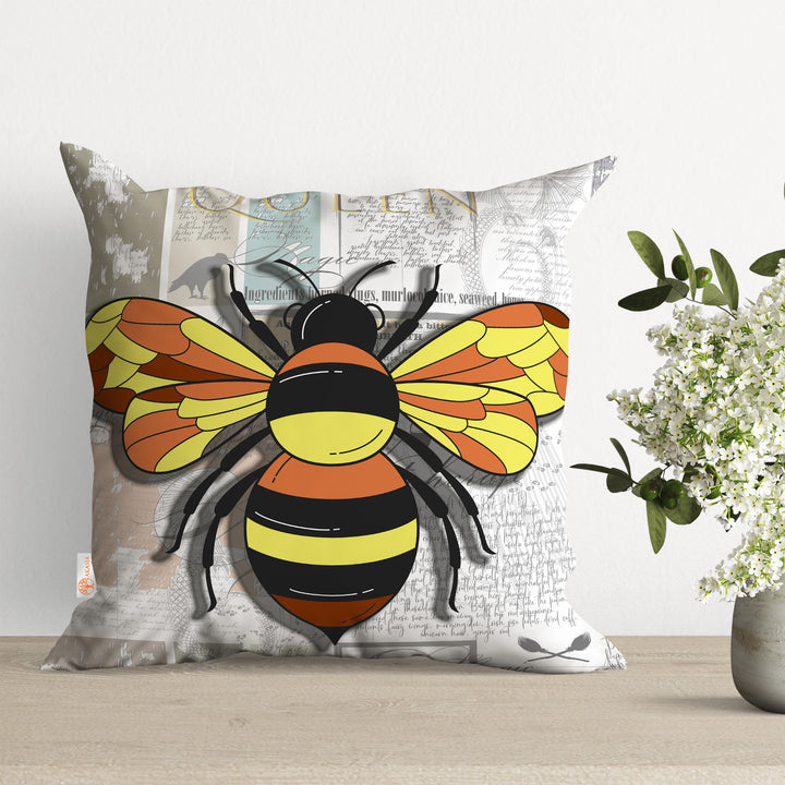 Bee Print Pillow Cover|Bee Cushion Case|Queen, Believe Pillow|Decorative Pillowtop|Boho Bedding Decor|Outdoor Cushion Case|Sofa Throw Pillow