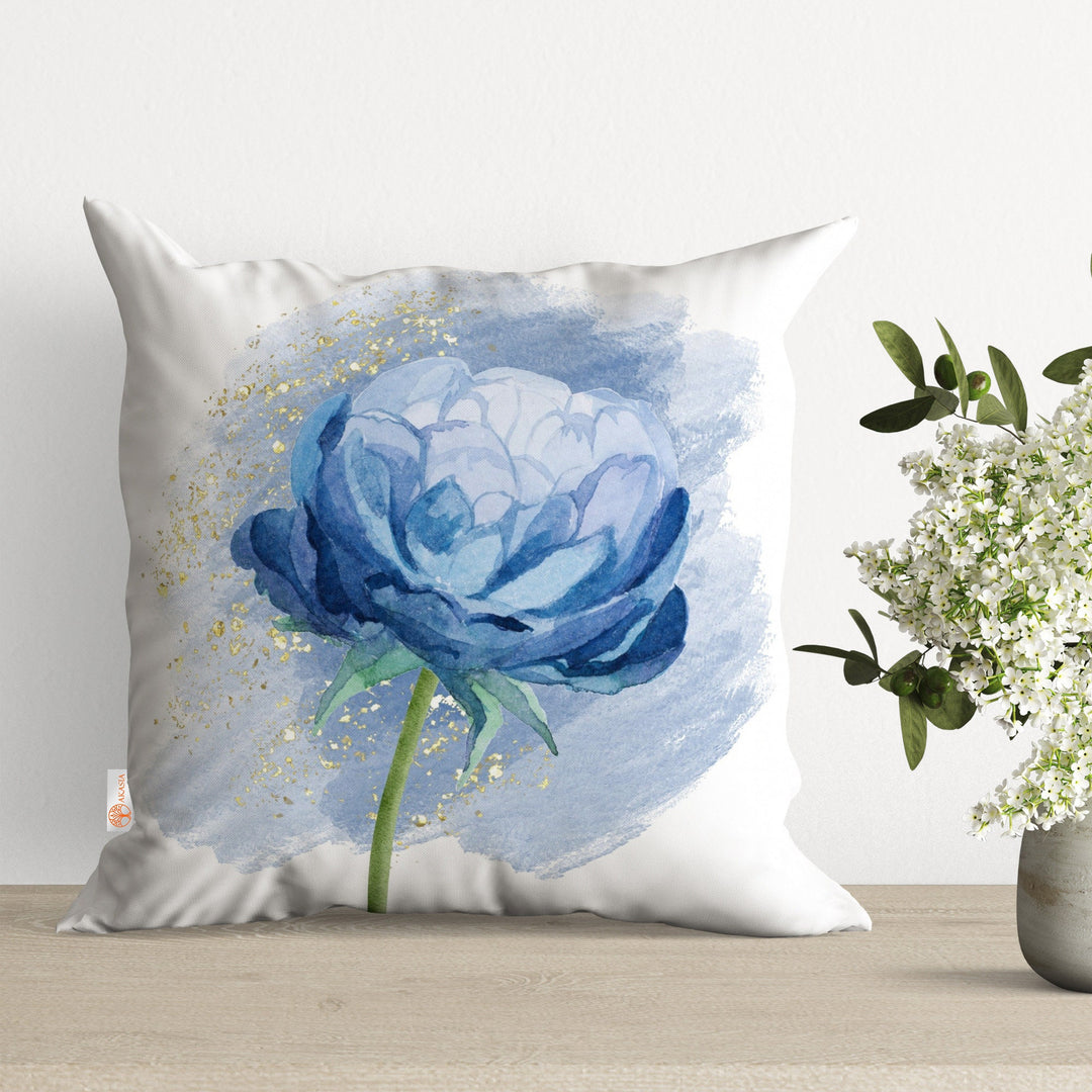 Blue Floral Pillow Cover|Summer Cushion|Decorative Pillowtop|Boho Bedding Decor|Cozy Pillowcase|Outdoor Cushion Case|Flower Print Pillow