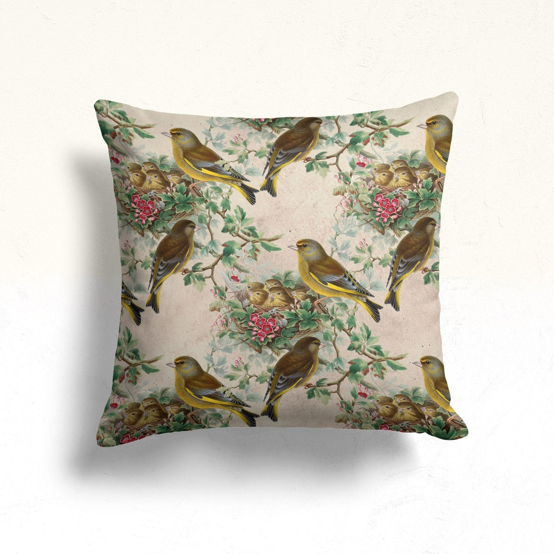 Floral Bird Throw Pillow Case|Owl Cushion Cover|Decorative Cushion Case|Housewarming Decor|Farmhouse Outdoor Pillow Cover|Sofa Cushion Case