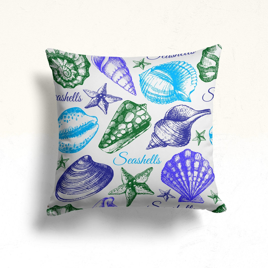 Seashell Throw Pillow Case|Beach House Cushion Cover|Seashell Pillowcase|Nautical Pillowtop|Summer Cushion Case|Coastal Cozy Pillow Cover