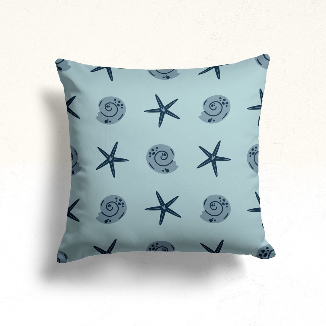 Nautical Throw Pillow Case|Starfish Print Beach House Cushion|Seashell Pillowcase|Fish Pillowtop|Summer Cushion|Coastal Cozy Pillow Cover