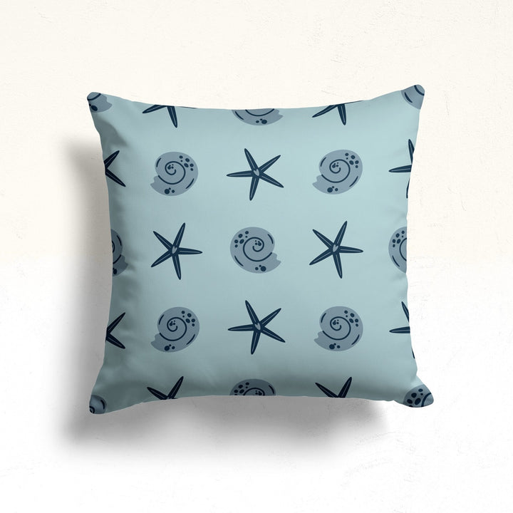 Nautical Throw Pillow Case|Starfish Print Beach House Cushion|Seashell Pillowcase|Fish Pillowtop|Summer Cushion|Coastal Cozy Pillow Cover