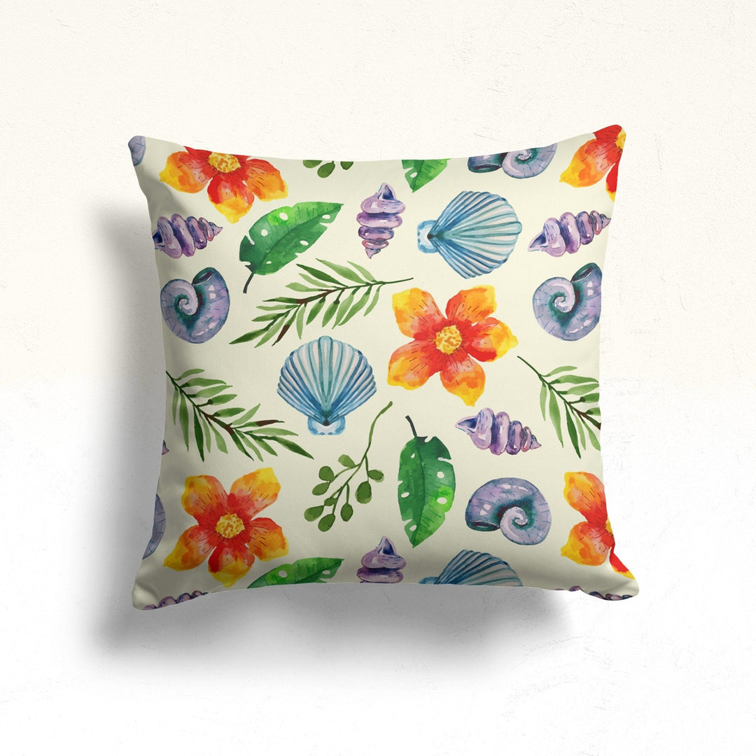 Beach Throw Pillow Case|Floral Coastal Cushion|Seashore Pillowcase|Tropical Pillowtop|Summer Cushion|Seaside Coastal Cozy Pillow Cover