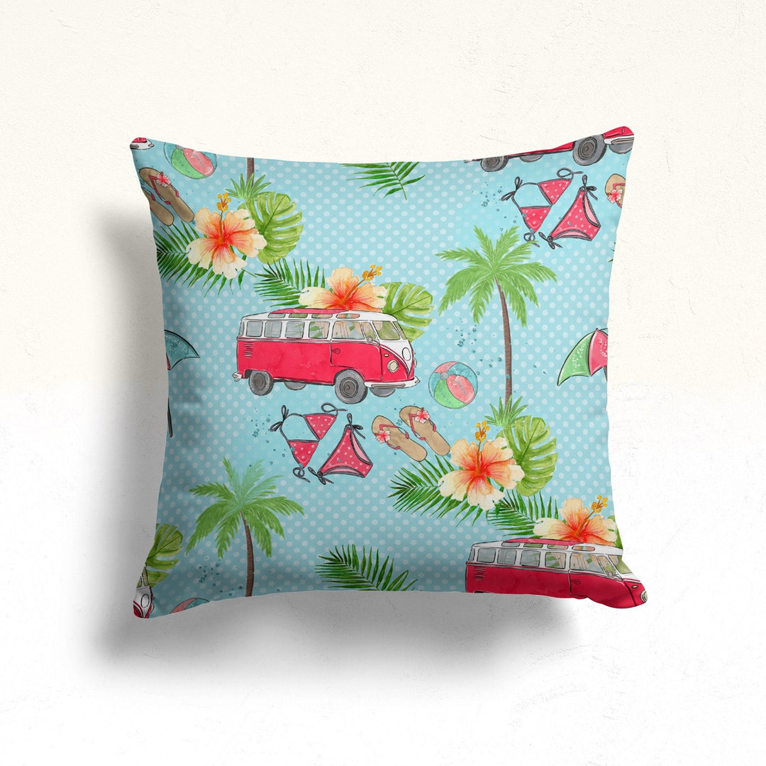 Beach Throw Pillow Case|Floral Coastal Cushion|Seashore Pillowcase|Tropical Pillowtop|Summer Cushion|Seaside Coastal Cozy Pillow Cover