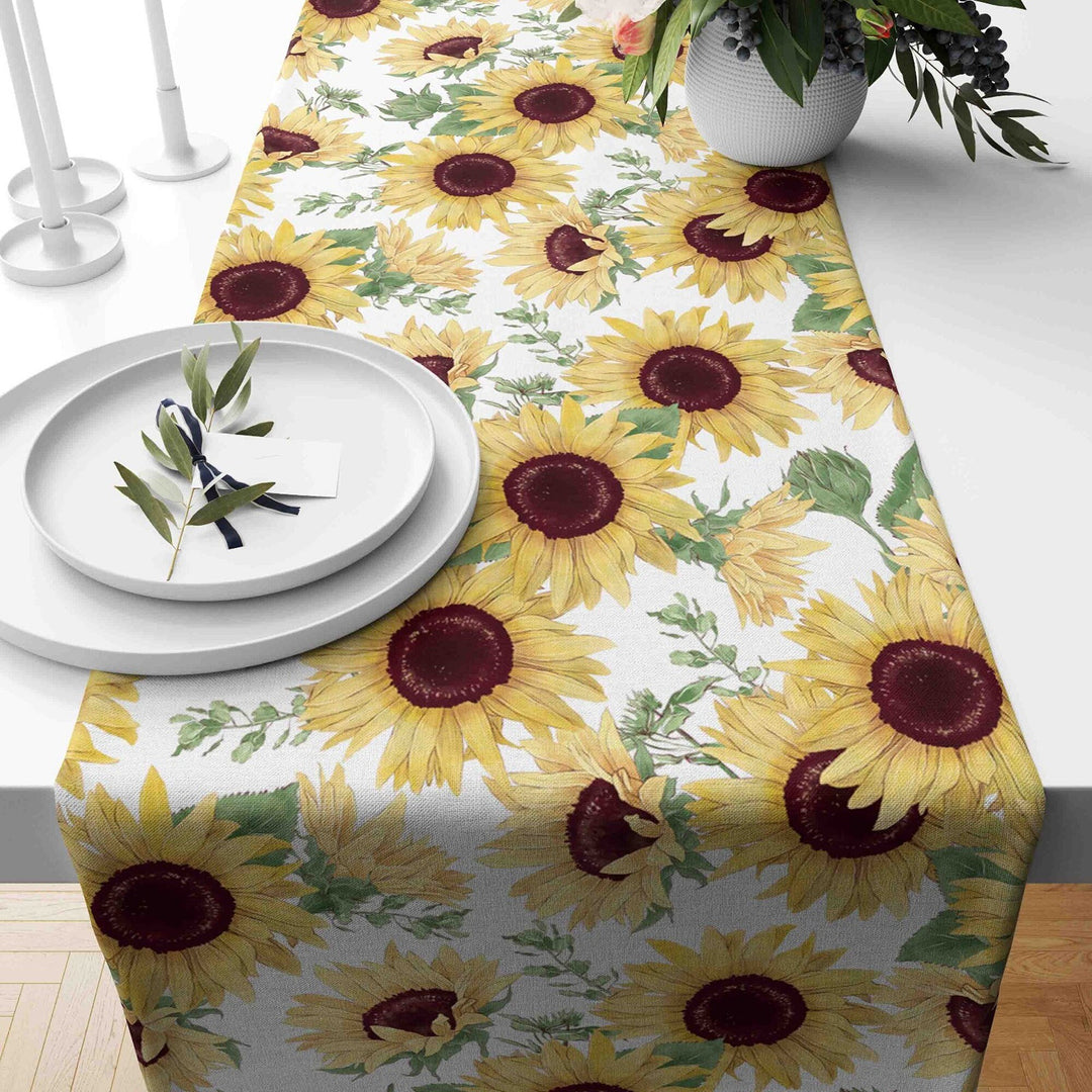 Sunflower Table Runner|Sunflower Tabletop|Summer Tablecloth|Sunflower Home Decor|Housewarming Runner|Farmhouse Floral Print Tabletop