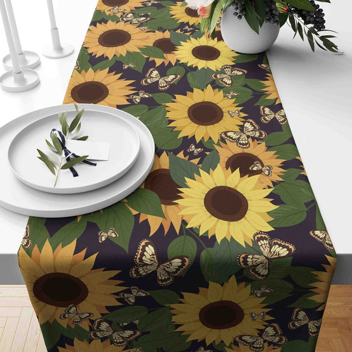 Sunflower Tablecloth|Sunflower Table Runner|Summer Tablecloth|Housewarming Runner|Sunflower Home Decor|Farmhouse Floral Print Tabletop