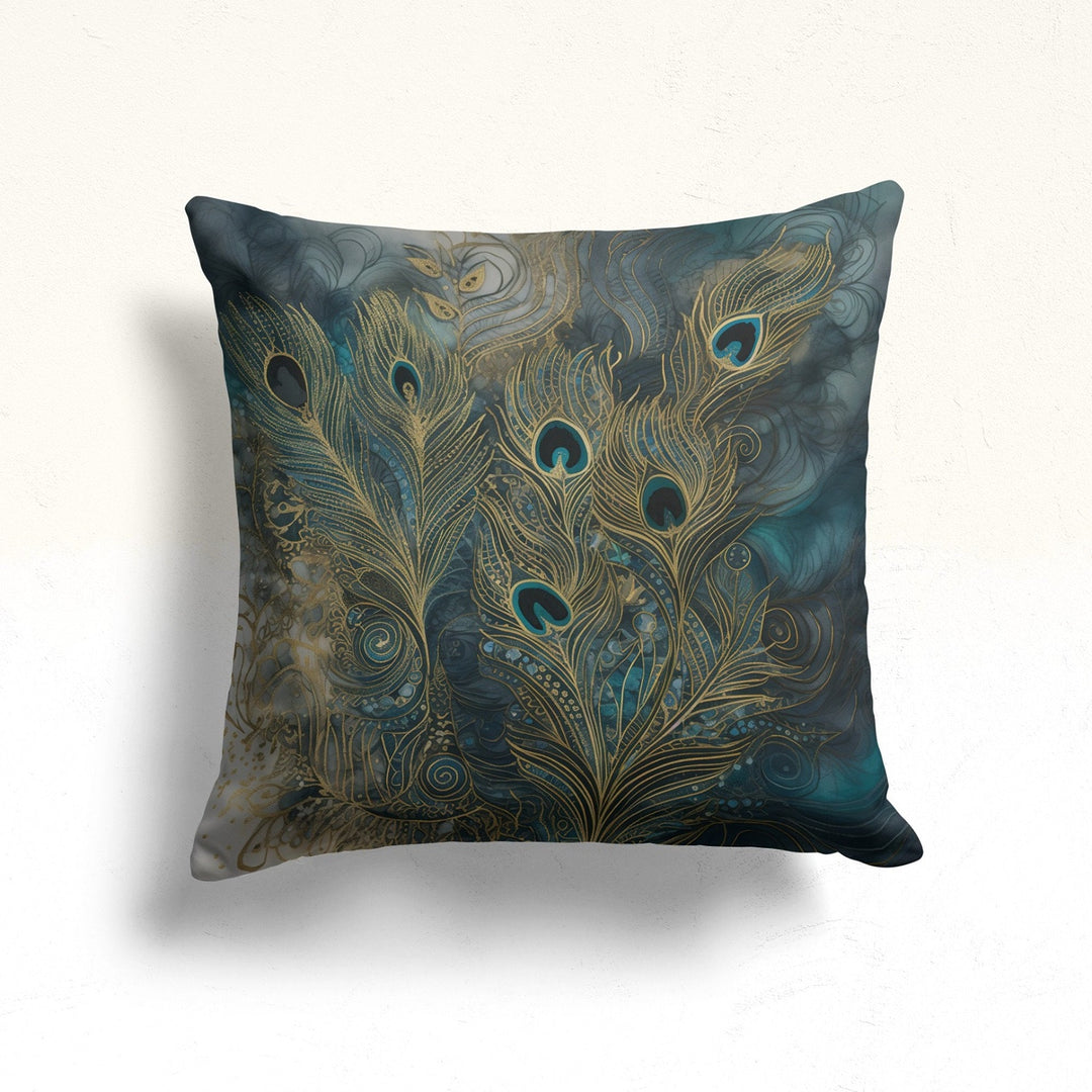 Peacock Feather Throw Pillow Case|Feather Cushion Cover|Boho Bedding Decor|Farmhouse Cushion Case|Peacock Pillowtop|Outdoor Pillowtop