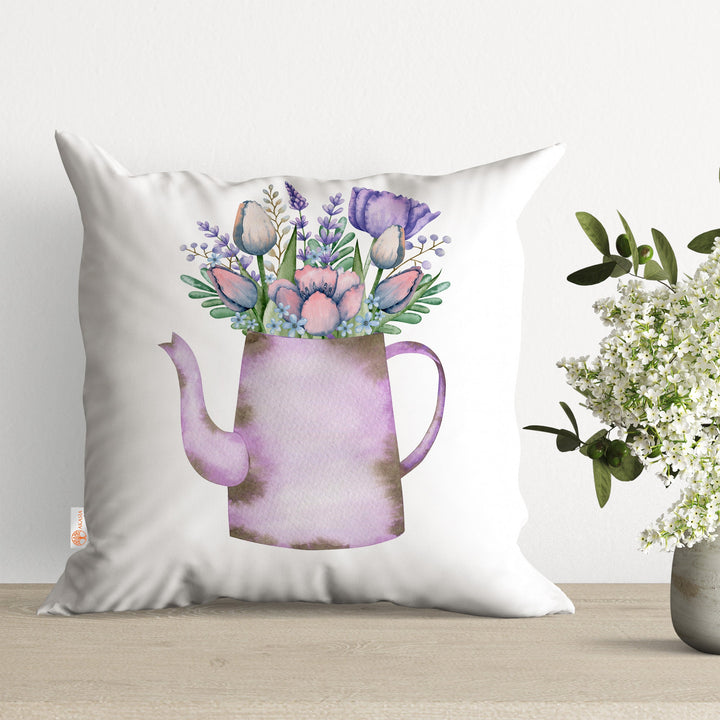 Floral Pillow Cover|Purple Flower Cushion Case|Decorative Pillowtop|Boho Bedding Decor|Cozy Pillowcase|Outdoor Cushion Case|Throw Pillowtop