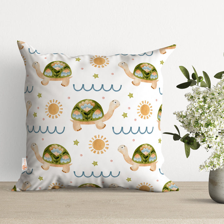 Turtle Pillow Cover|Kid's Cushion Case|Decorative Pillowtop|Boho Bedding Decor|Cozy Pillowcase|Outdoor Cushion Case|Sofa Throw Pillow