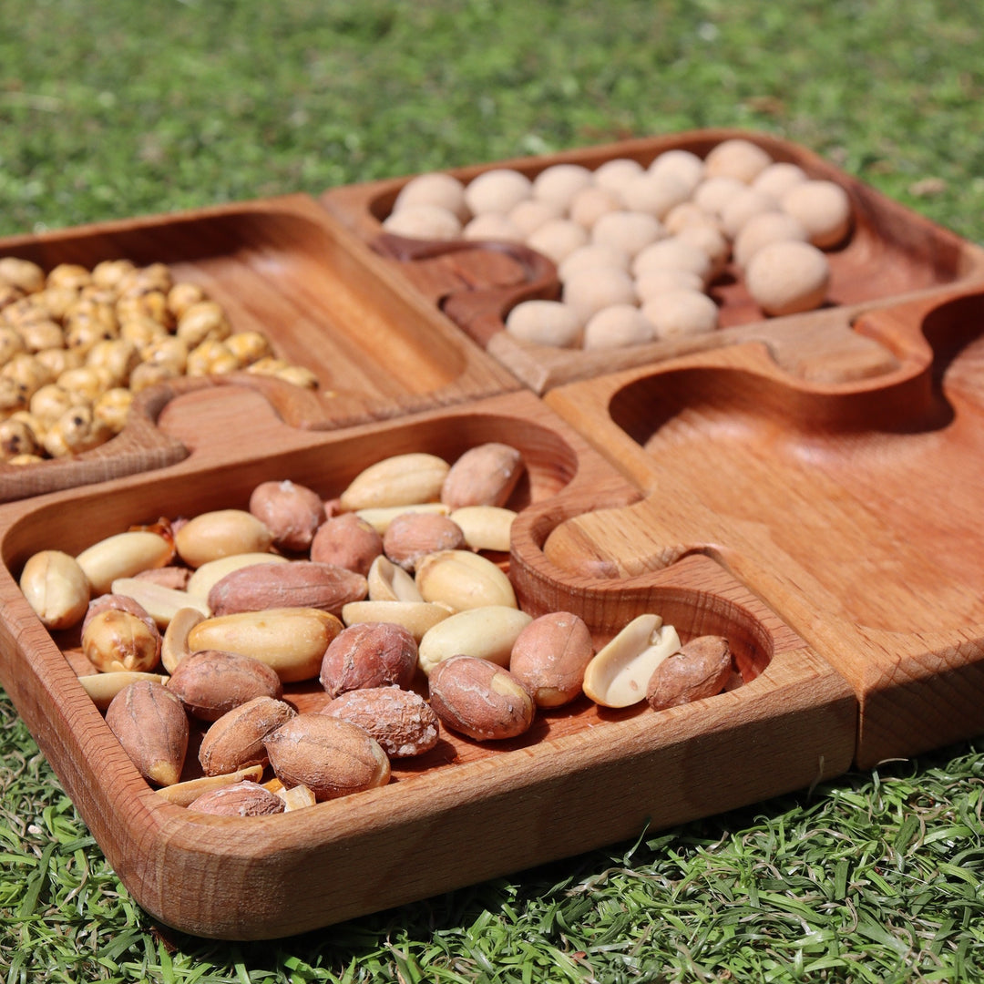 Wooden Puzzle Snack and Breakfast Plate|Divided Puzzle Serve Tray|Kitchen Table Decor|Custom Beech Plate with Section|Housewarming Gift Tray