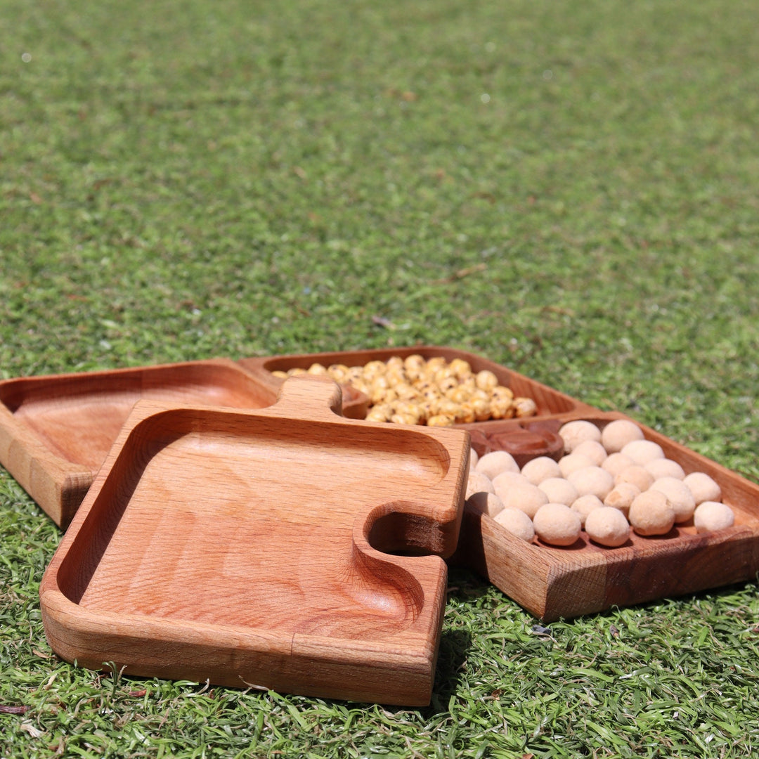 Wooden Puzzle Snack and Breakfast Plate|Divided Puzzle Serve Tray|Kitchen Table Decor|Custom Beech Plate with Section|Housewarming Gift Tray