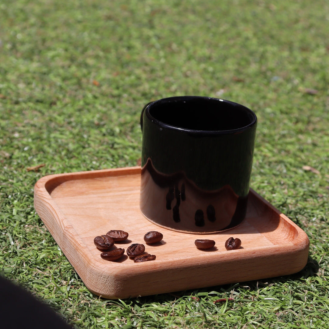 Set of 2 Wood Coffee Plate|Wooden Tea Plate|Natural Wood Nut Platter|Beech Wood Serving Tray|Handmade Wooden Plate|Housewarming Gift For Her