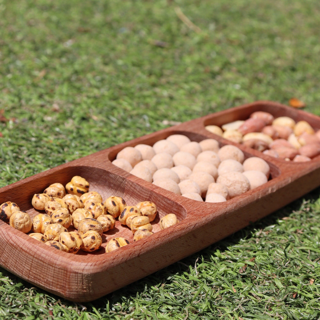 Wooden Snack Plate|Divided Serving Tray|Wood Nut Platter|Kitchen Table Decor|Custom Beech Plate with Section|Housewarming Gift Tray For Her