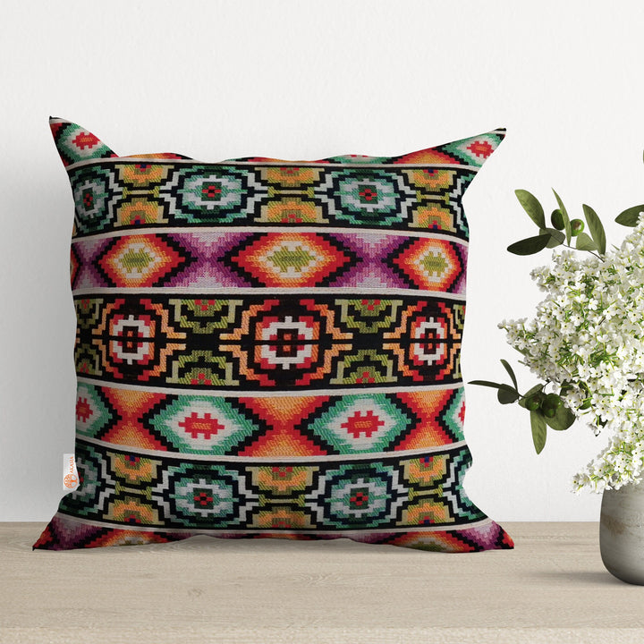 Belgian Tapestry Pillow Cover|Southwestern Cushion Case|Gobelin Kilim Pillow Top|Housewarming Aztec Throw Pillow|Authentic Rug Home Decor