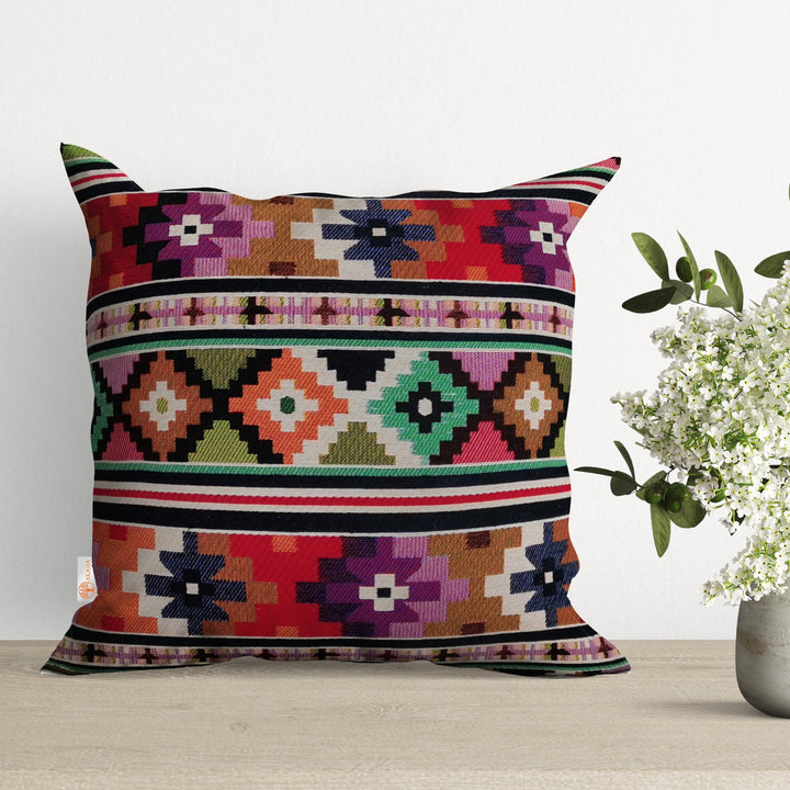 Rug Design Tapestry Pillow|Southwestern Cushion Case|Decorative Gobelin Tapestry Cushion|Housewarming Throw Pillow|Ethnic Woven Home Decor