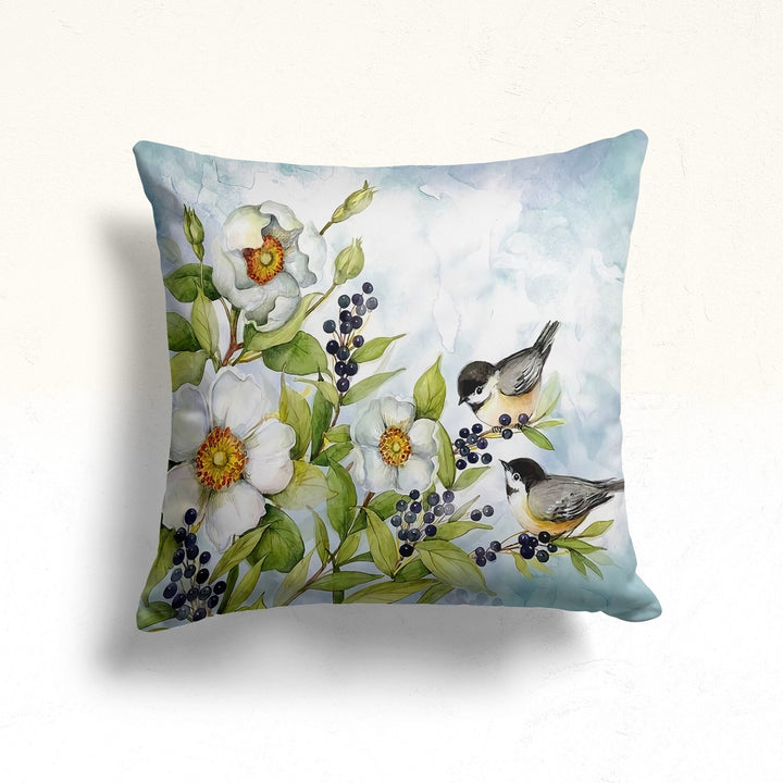 Floral Bird Throw Pillow Case|Parrot Cushion Cover|Decorative Cushion Case|Housewarming Decor|Farmhouse Outdoor Pillow Cover|Porch Cushion