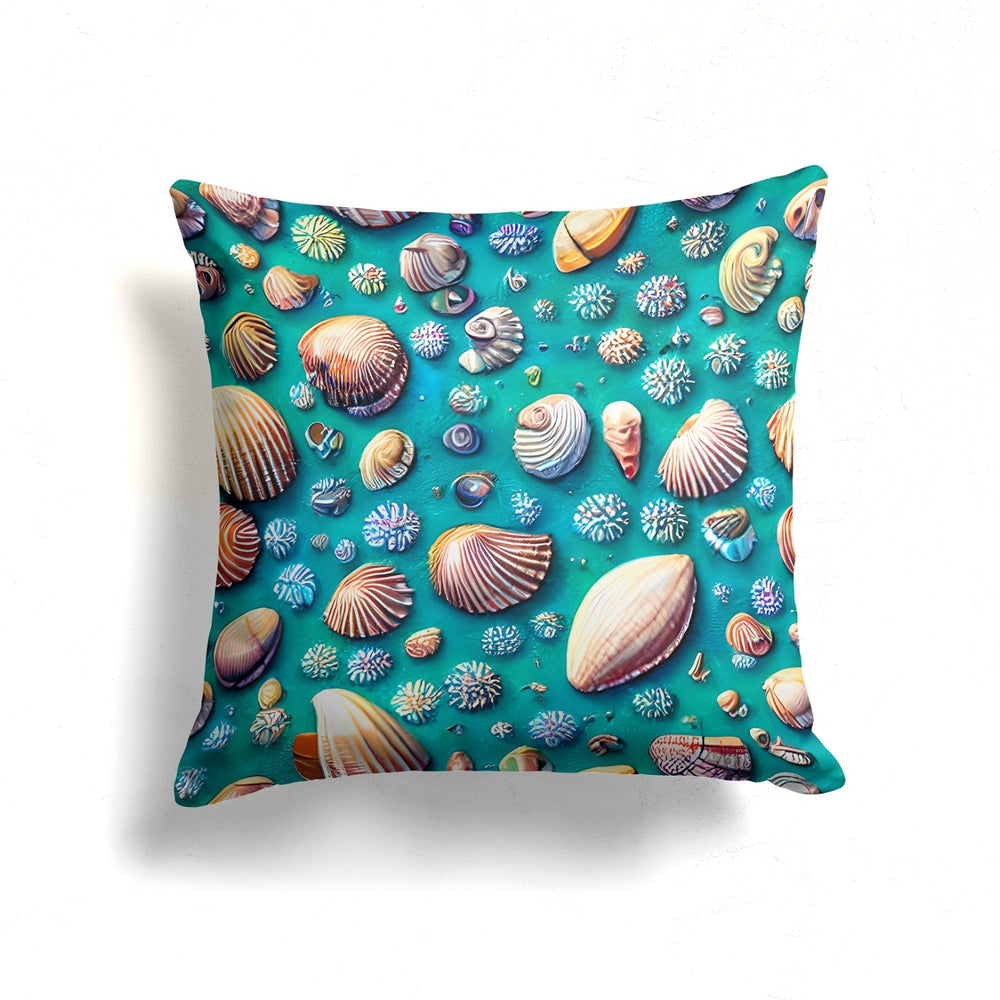 Seashell Throw Pillow Case|Beach House Cushion Cover|Seashell Pillowcase|Nautical Pillowtop|Summer Cushion Case|Coastal Cozy Pillow Cover